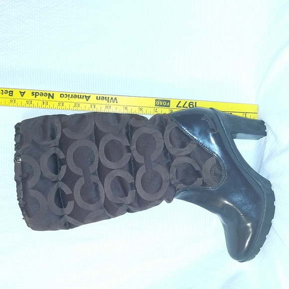 coach boots winter fall water proof quilted women's sz 8 1/2 B brown rain boot - Picture 3 of 15